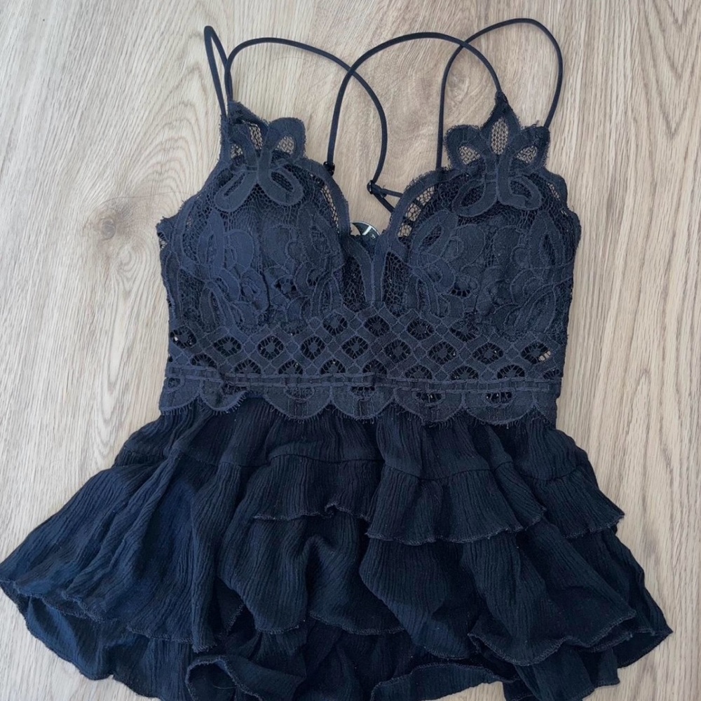 2Bella Black Ruffle Tank